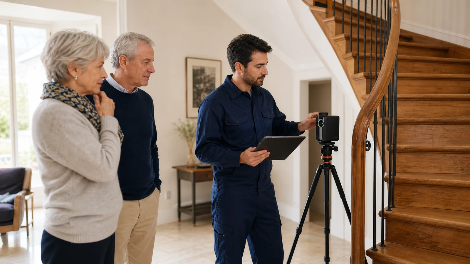 Visite technique et mesure d'un escalier